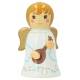 2 anges en bois tourné Blanc 7 cm - Lyre + Mandoline