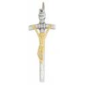 Croix Pape argentée 58 mm Christ doré