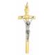 Croix Pape dorée 58 mm Christ argenté