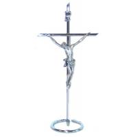 Croix sur Base - 20 cm - Métal Nickelé