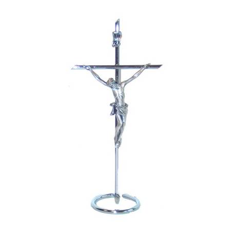 Kruis op voet - 20 cm - Metaal Vernikkeld 