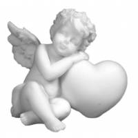 Statue 7.5 X H7.5 cm - Albâtre - Ange sur coeur