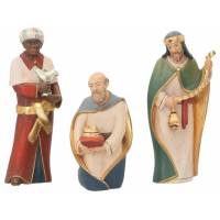Set de 3 rois - 15 cm - bois sculpté couleur