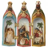 Nativité en triptyque (H14 X 13 X 2.5 cm)