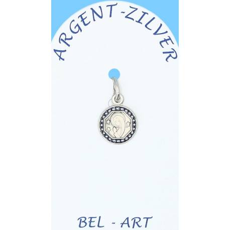 Médaille Argent émail - Vierge 10 mm