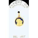 Médaille plaqué-or émail - Vierge et enfant 14 mm