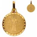 Medaille H Benedictus - 14 mm - Metaal Verguld 