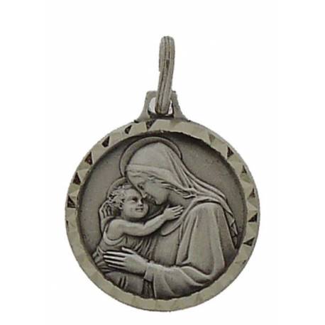Medaille OLV met Kind - 16 mm - Metaal Verzilverd 