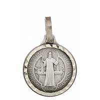 Medaille H Benedictus - 14 mm - Metaal Verzilverd 