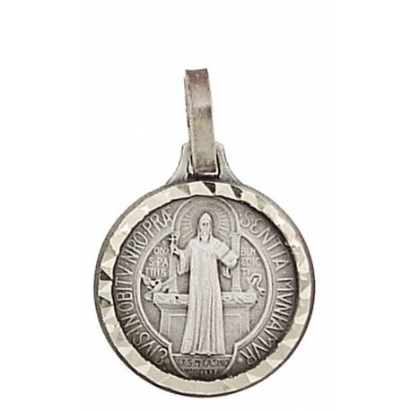Medaille H Benedictus - 14 mm - Metaal Verzilverd 