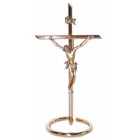 Croix sur Base - 20 cm - Métal Doré