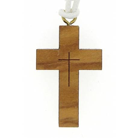 Croix s/cordon - 30 x 20 mm - Bois d'olivier