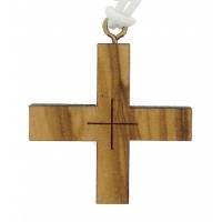 Croix s/cordon - 30 x 30 mm - Bois d'olivier