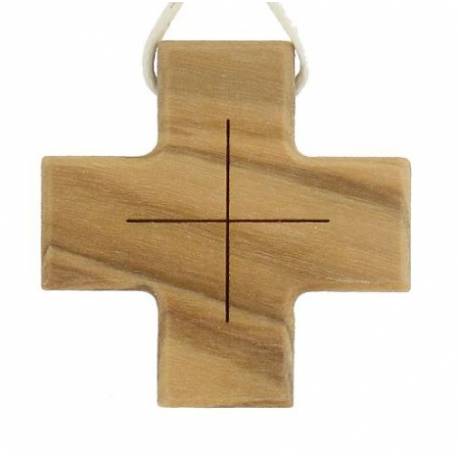 Croix s/cordon - 38 x 38 mm - Bois d'olivier