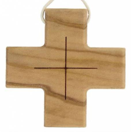 Croix s/cordon - 47 x 47 mm - Bois d'olivier