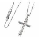 Croix 30 mm argent avec zircons et chaîne