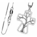 Croix x mm argent avec zircons et chaîne