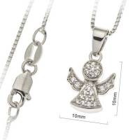 Ange 10 mm argent avec zircon et chaîne