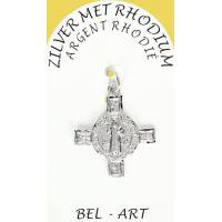 Croix Argent Rhodié St Benoît - 22 X 22 mm