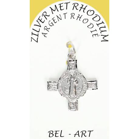 Croix Argent Rhodié St Benoît - 22 X 22 mm