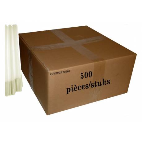 Karton met 500 offerkaarsen - 25gr - 28cm - 12.5 KG 
