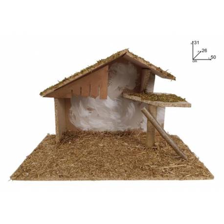 Klassieke lege kerststal voor kerstfiguren van 15 cm (50x26x31cm) 