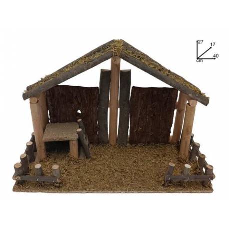 Cabane vide pour personnages de crèche de 15 cm (40x17x27cm)