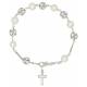 Armband-Tientje Zilver + Rhodium Parel + strass 8 mm + Schrijn 