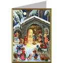 Carte de Noël traditionnelle avec la crèche + enveloppe