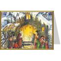 Dubbele traditionele kerstkaart met kerststal + envelop 