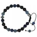 Mannenarmband met halfedelstenen onyx + hematiet + sodaliet 