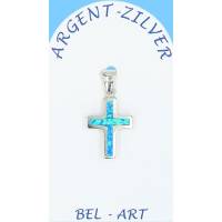 Croix Argent "Opal" 15 X 12 Mm