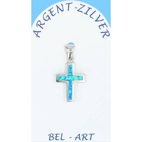 Croix Argent "Opal" 15 X 12 Mm