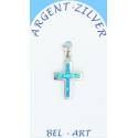 Croix Argent "Opal" 15 X 12 Mm