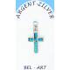 Croix Argent "Opal" 18 X 13 Mm
