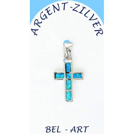 Croix Argent "Opal" 18 X 13 Mm