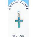 Croix Argent "Opal" 18 X 13 Mm