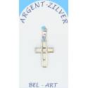Croix Argent "Opal blanche" 18 X 13 Mm