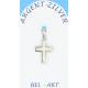 Croix Argent "Opal blanche" 14 X 10 Mm