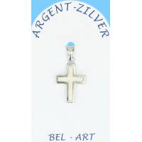 Croix Argent "Opal blanche" 14 X 10 Mm