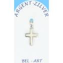 Croix Argent "Opal blanche" 14 X 10 Mm