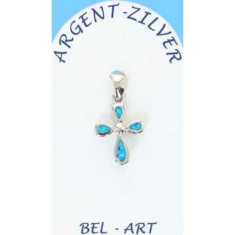Croix Argent "Opal" 15 X 10 Mm