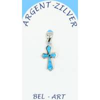 Croix Argent "Opal" 15 X 10 Mm