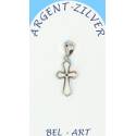 Croix Argent "Opal blanche" 15 X 10 Mm