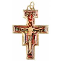 Croix St Damien 40 mm Métal doré Email