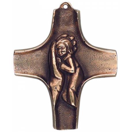 Croix Murale Bronze 10 Cm Enfant Dans La Main