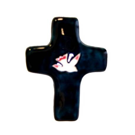 Croix Céramique - 11 X 8 cm - Vert Foncé