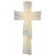Croix En Bois Sculpte H 15 cm naturel finition bleue