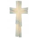 Croix En Bois Sculpte H 15 cm naturel finition bleue