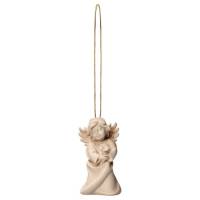 Houtsnijwerk Engel Met Klaver-Om Te Hangen-6 Cm/Natuur 